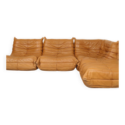 Cognac leather Ligne Roset Togo set from 2010 designed by Michel Ducaroy