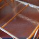 Bamboo and frosted glass fine serving trolley, 1950s-60s