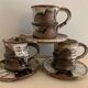 Set of 3 Danish Waldorff cups and 3 saucers in glazed stoneware