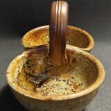 Saleron vintage en grès pyrité signature à identifier XXème