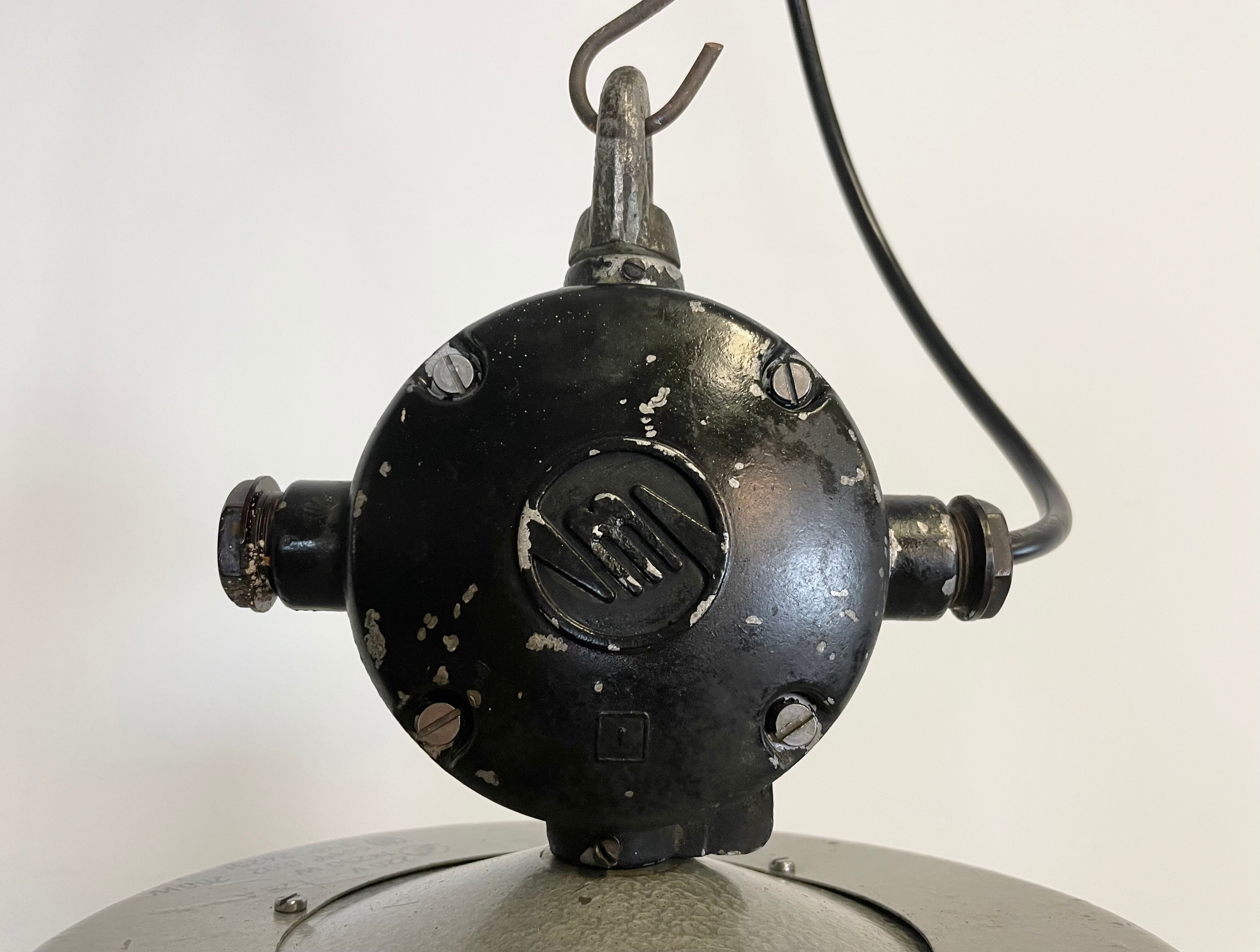 Black Enamel Industrial Lamp from Elektrosvit, 1960s