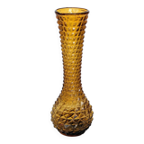 Amber yellow glass vase. d'Empoli diamond points - Year 1950 - Italy