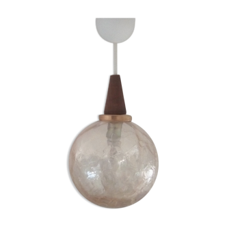 Suspension globe verre craquelé années 50/60