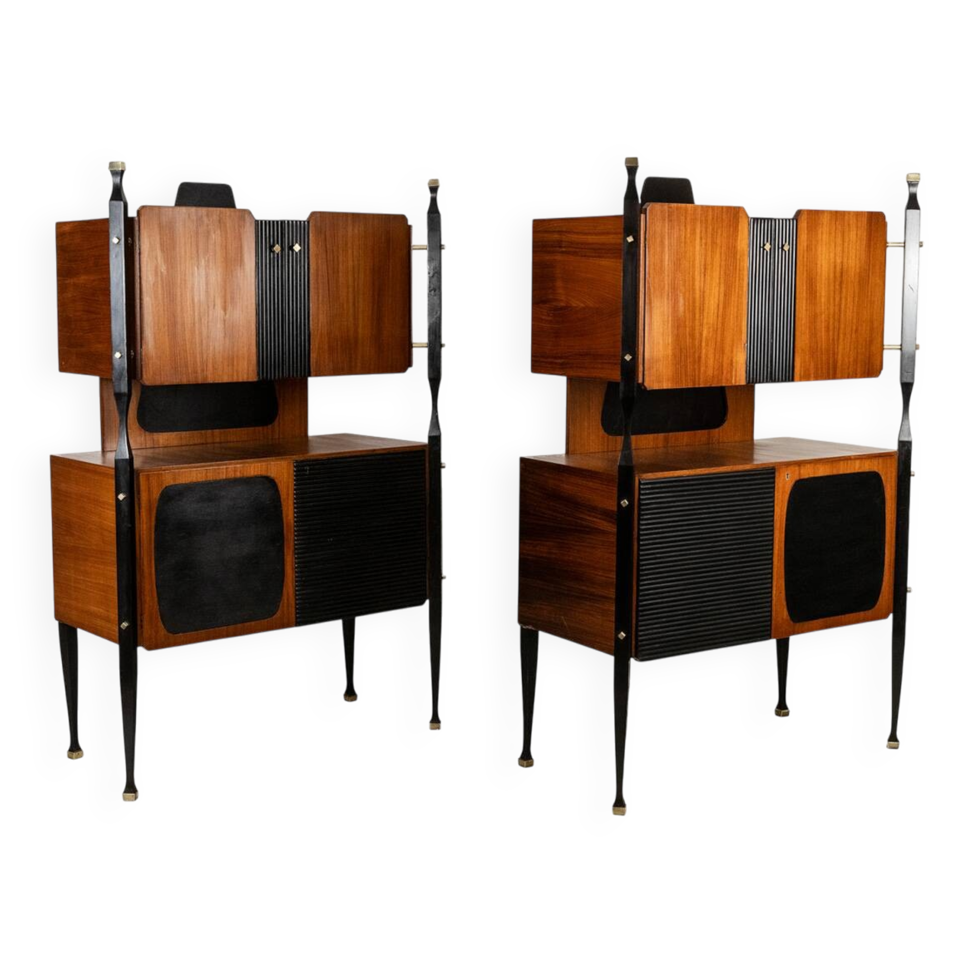 Pair of Italian cabinets in teak veneer. 1960s.
