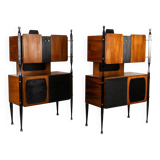 Pair of Italian cabinets in teak veneer. 1960s.