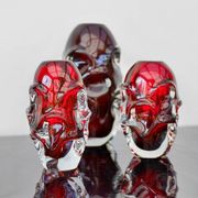 Vases en cristal rouge par Augustsson pour Åseda, ensemble de 2