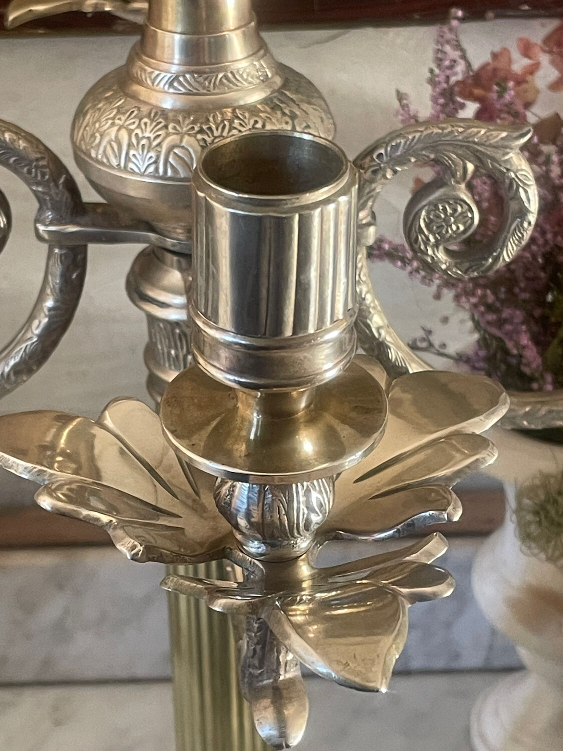 Bronze and brass chandelier, 56cm