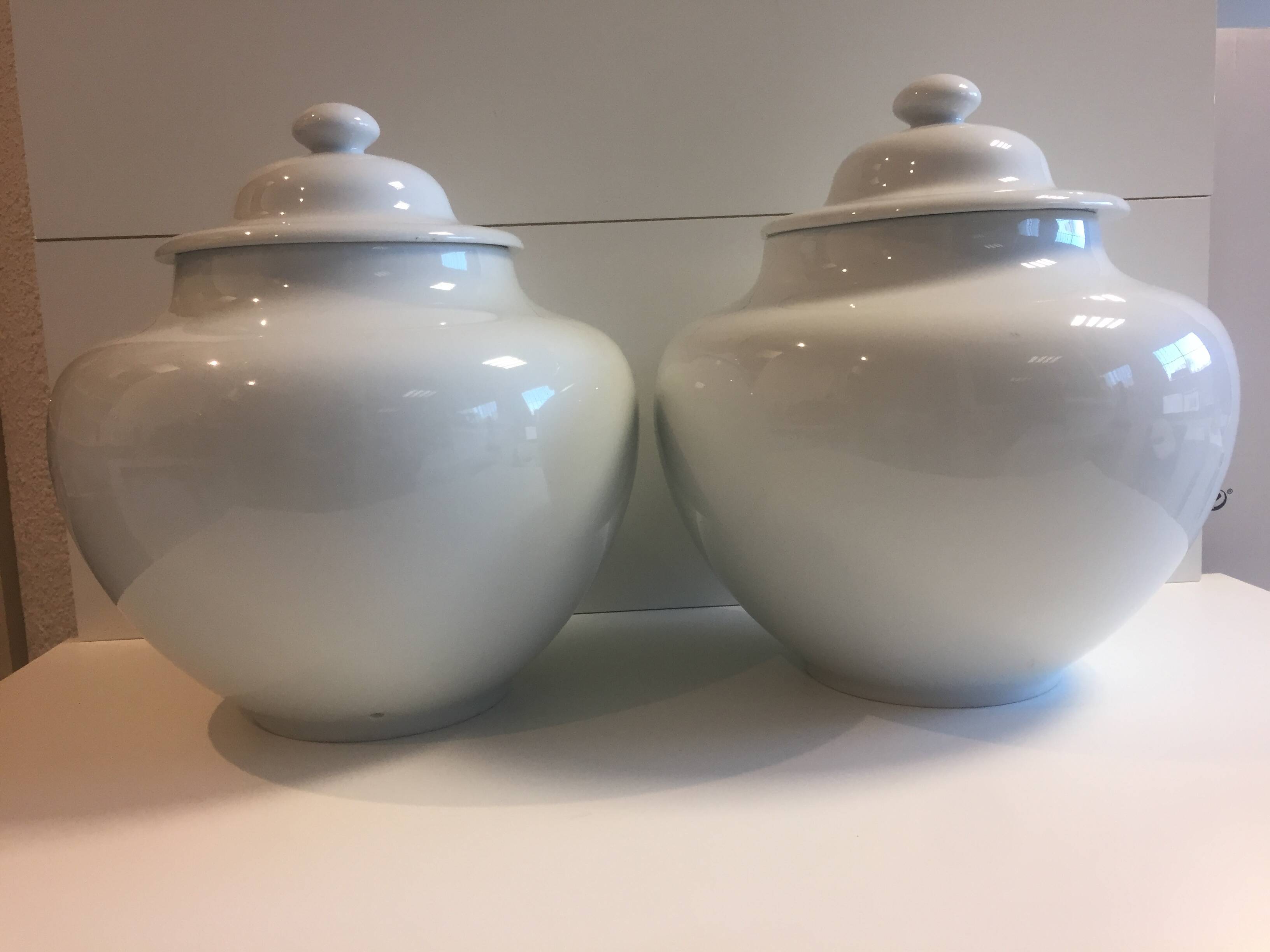 Duo Jar Style Lamp Bases Glazed White Porcelain Decorative Art Living Room