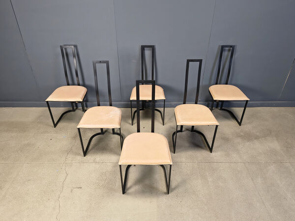 Chaises de salle à manger postmodernes Gastone Rinaldi pour Thema Italie, années 1980 - ensemble de 6