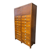 vintage industrial wooden drawer cabinet / archive cabinet