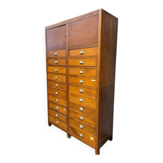 vintage industrial wooden drawer cabinet / archive cabinet