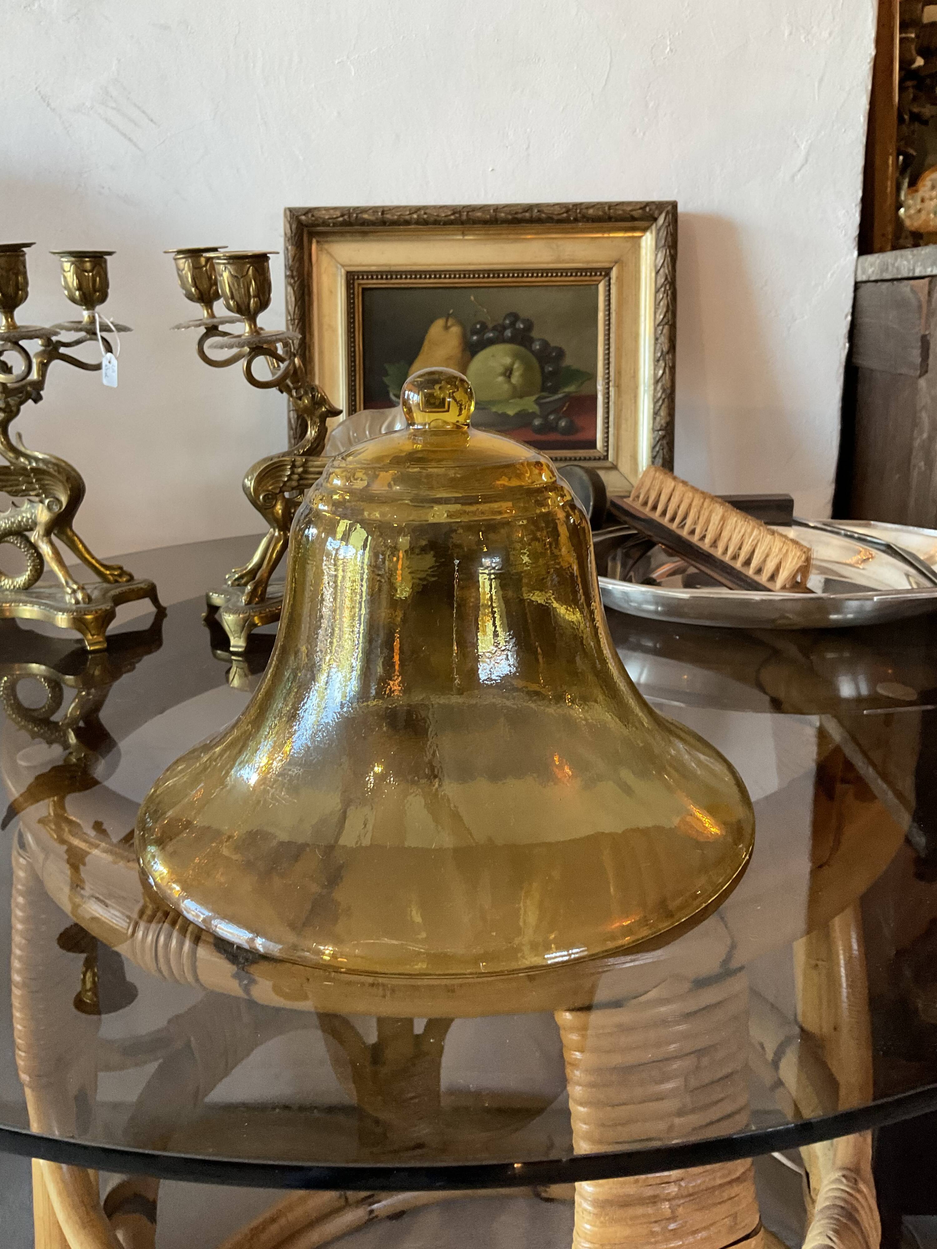 Yellow amber glass bell.old