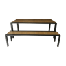 Table with Fermob bench in natural wood and iron