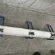 School wall coat rack - white and blue lacquered metal cloakroom 9 hooks