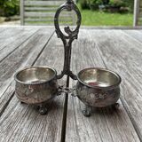 Double silver plated table salt shaker Armand Frenais 19th century Art Nouveau