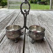 Double silver plated table salt shaker Armand Frenais 19th century Art Nouveau