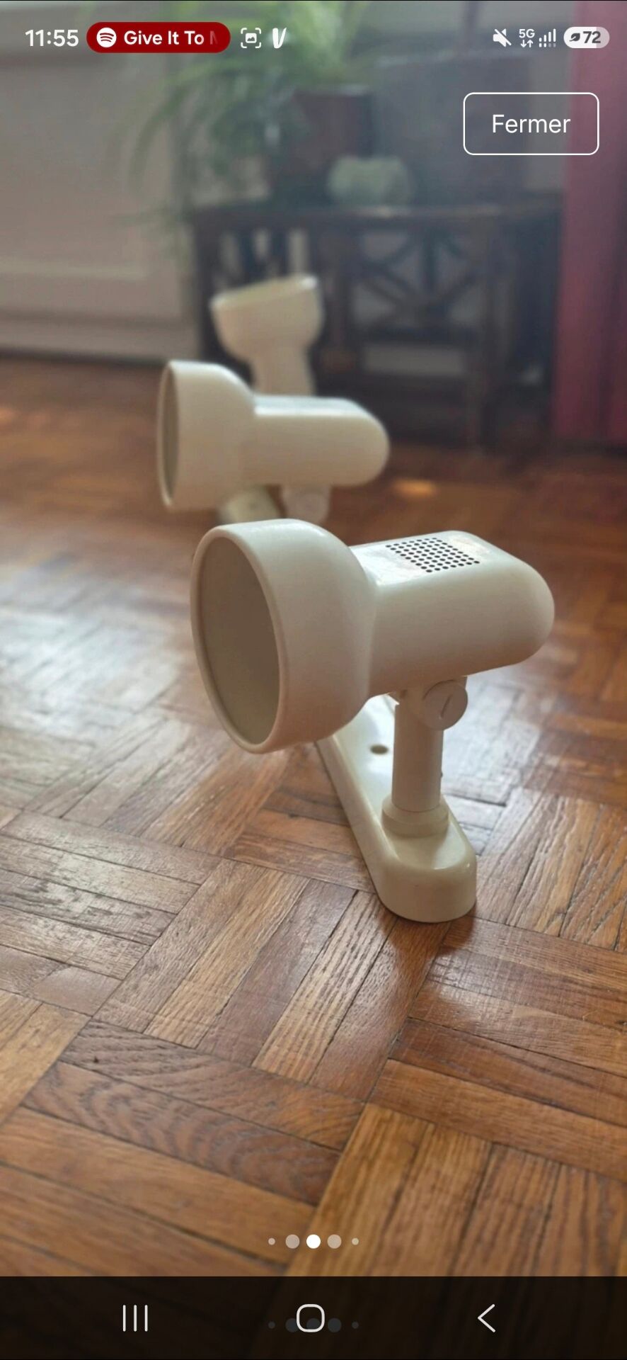 Wall lamp bar three spots vintage style Lita white beige 70s