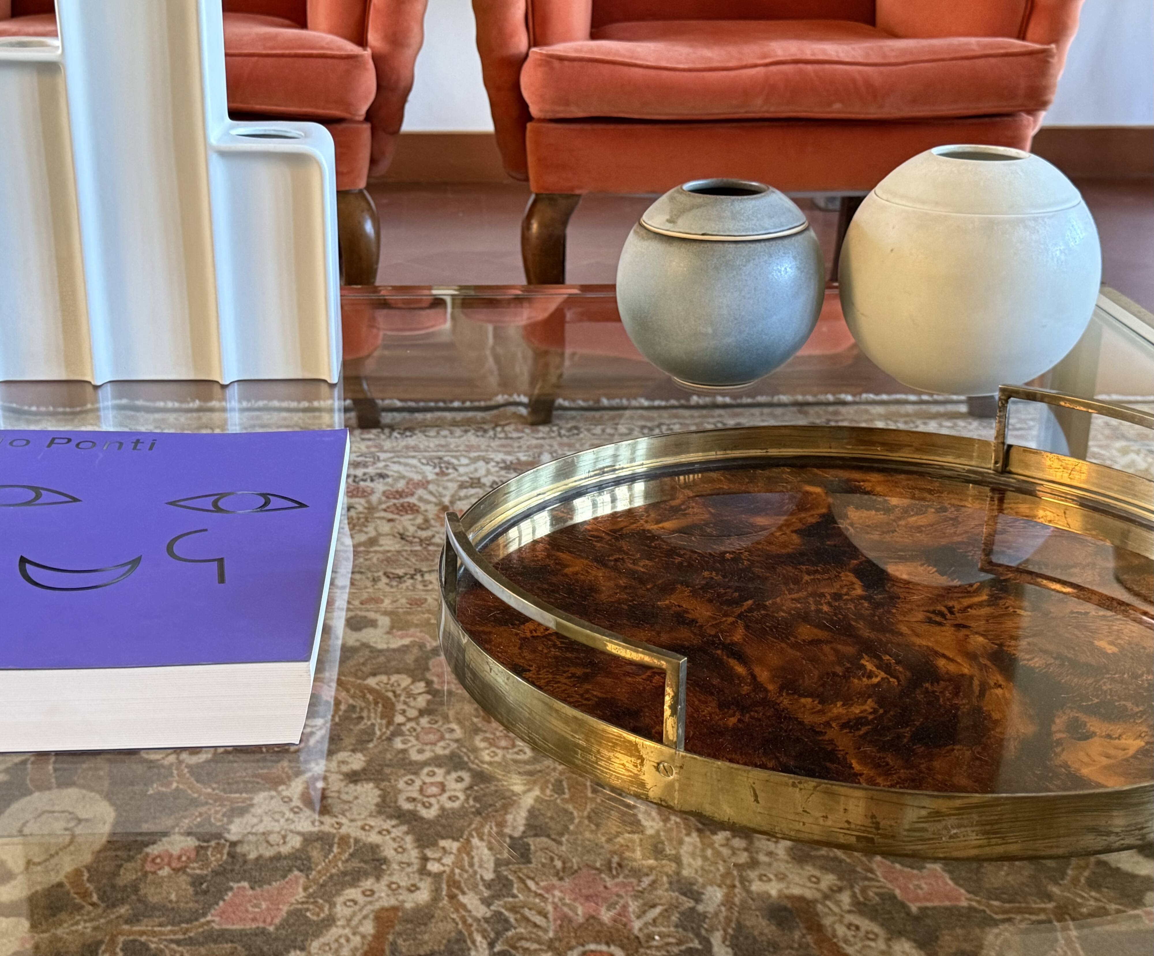 Mid-century Modern set of 2 gres vases, Franco Bucci Italy ca. 1960