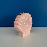 80's pink iridescent shell vase