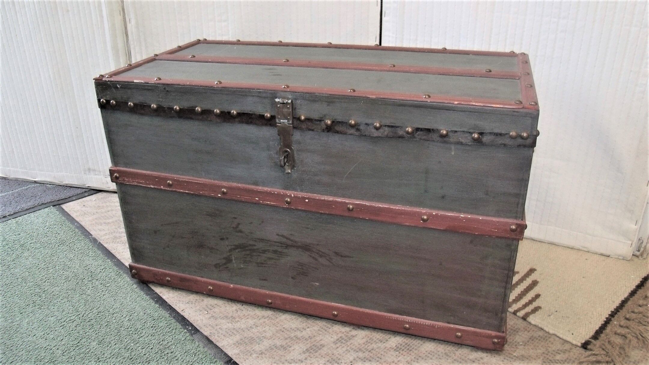 Old chest trunk wood studded