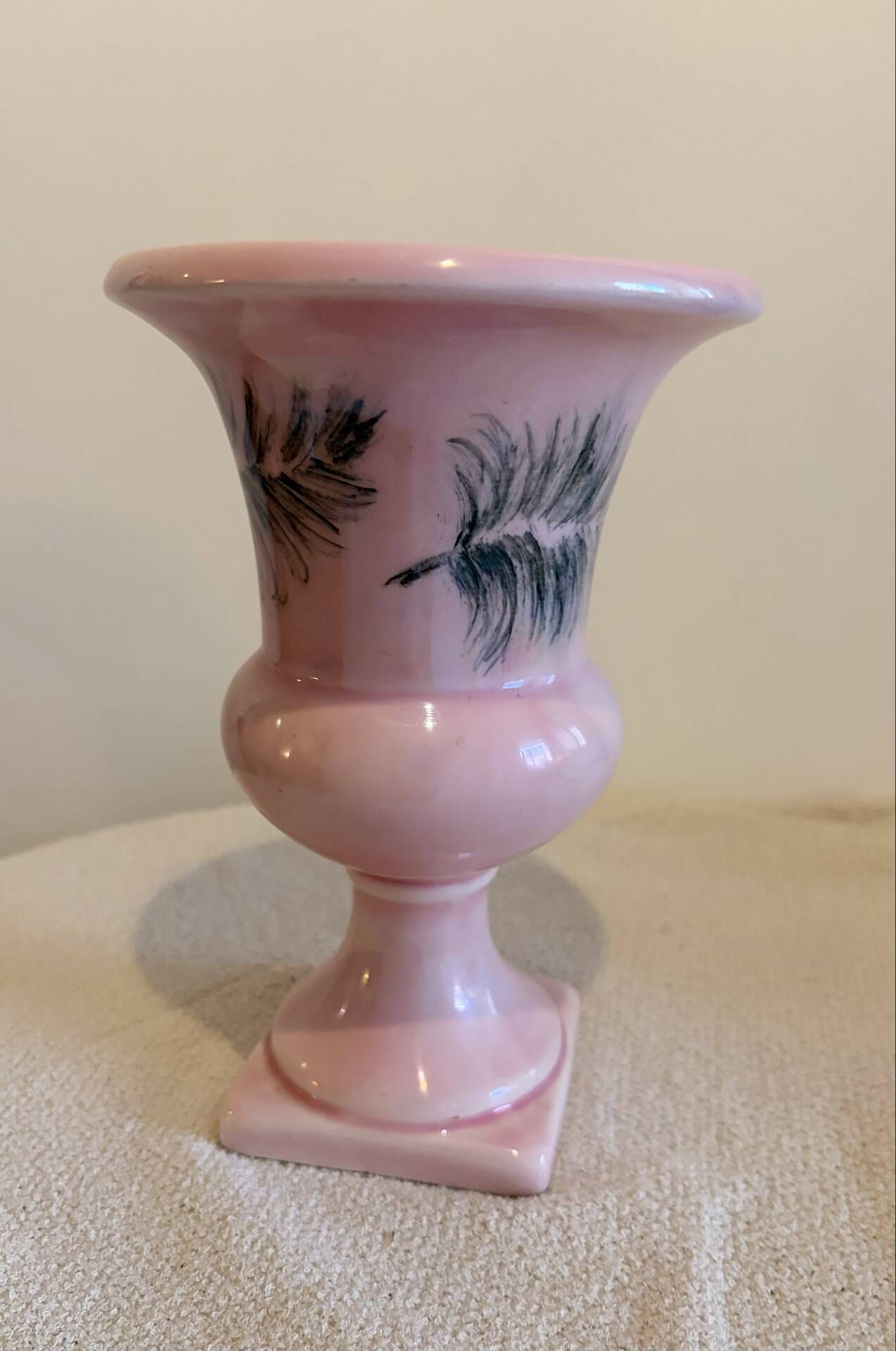 Mid-Century Vintage Pink Ceramic Urn Vase by Soveram France – Hand-Sha