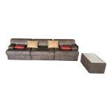 De Sede 3 seater sofa DS 88 in chocolate patchwork leather, Switzerland 70s