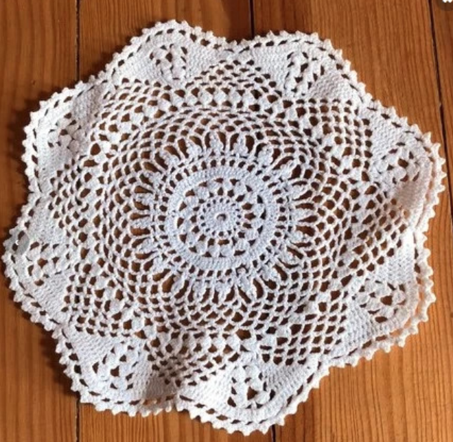 Hand-crocheted cotton placemat