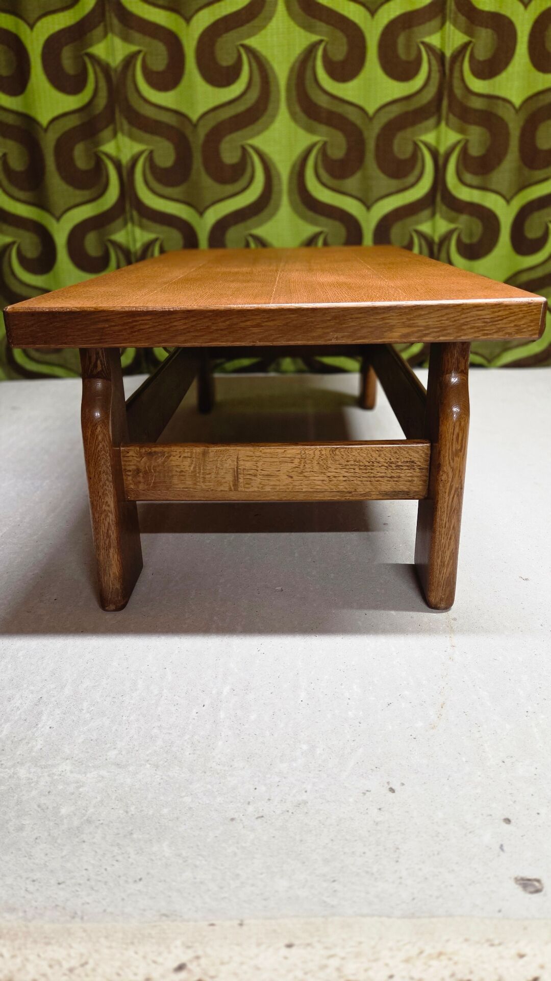 Brutalist coffee table oak 1970 vintage