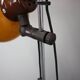 Adjustable double floor lamp in "Space Age" style, Hungarian from the 1970s, in orange and chrome brown.