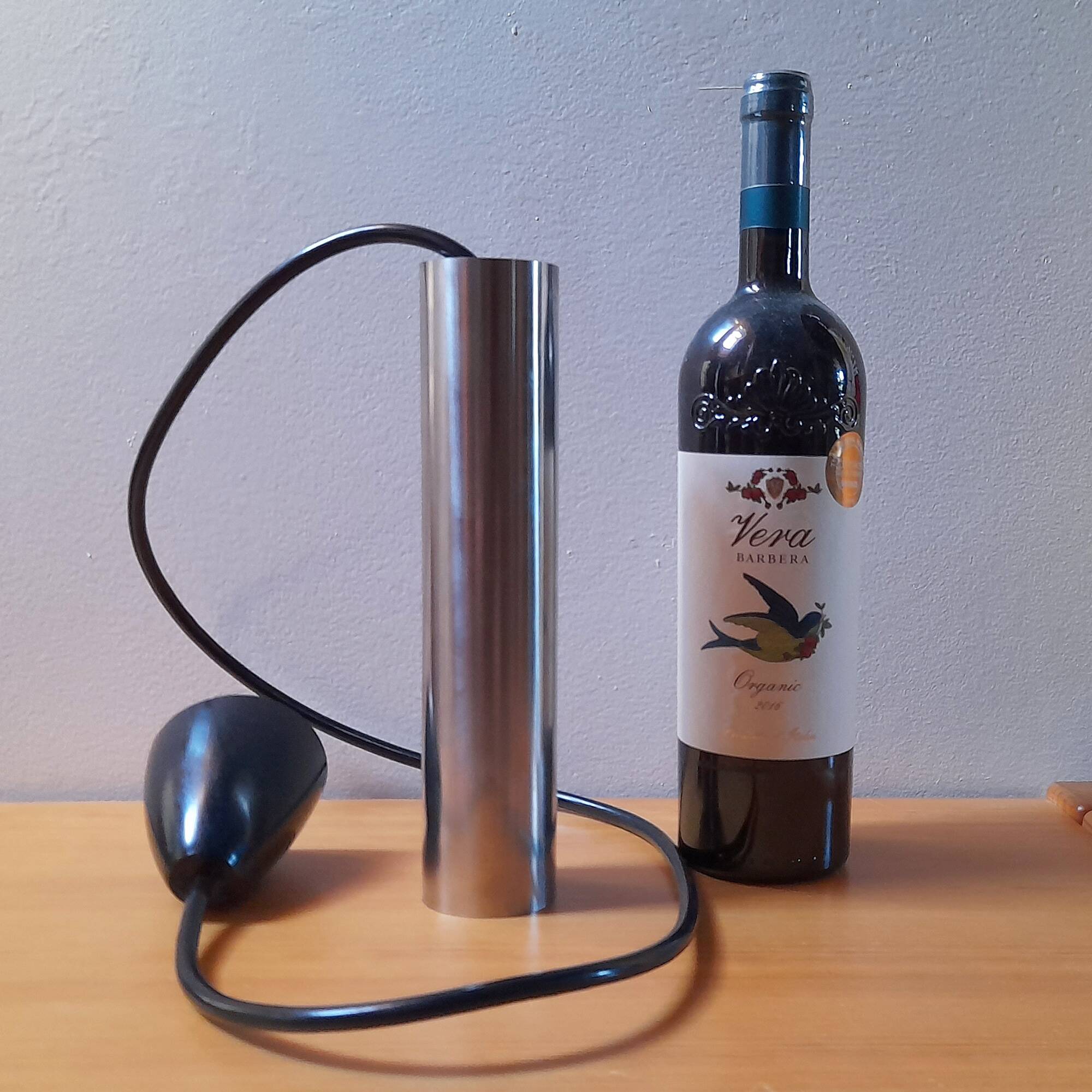 Pair of still tube pendant lights in polished stainless steel, 1970s, new