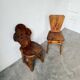 Paire de chaises brutalistes savoyardes en pin
