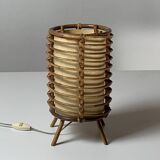 Bamboo cylindrical table lamp by Louis Sognot, France 1950s