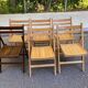 Set of 6 vintage folding chairs in solid wood, bistro/Scandinavian style.