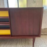 Enfilade scandinave moderniste en teck à 4 tiroirs