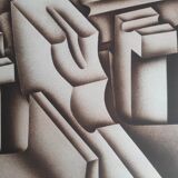 Terracotta geometry -Signed lithograph - jacques Poli