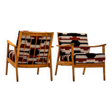 Pair of armchairs with bold geometric upholstery