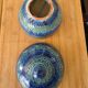 Vintage ceramic bonbonnière in Bitossi Rimini Blue style.