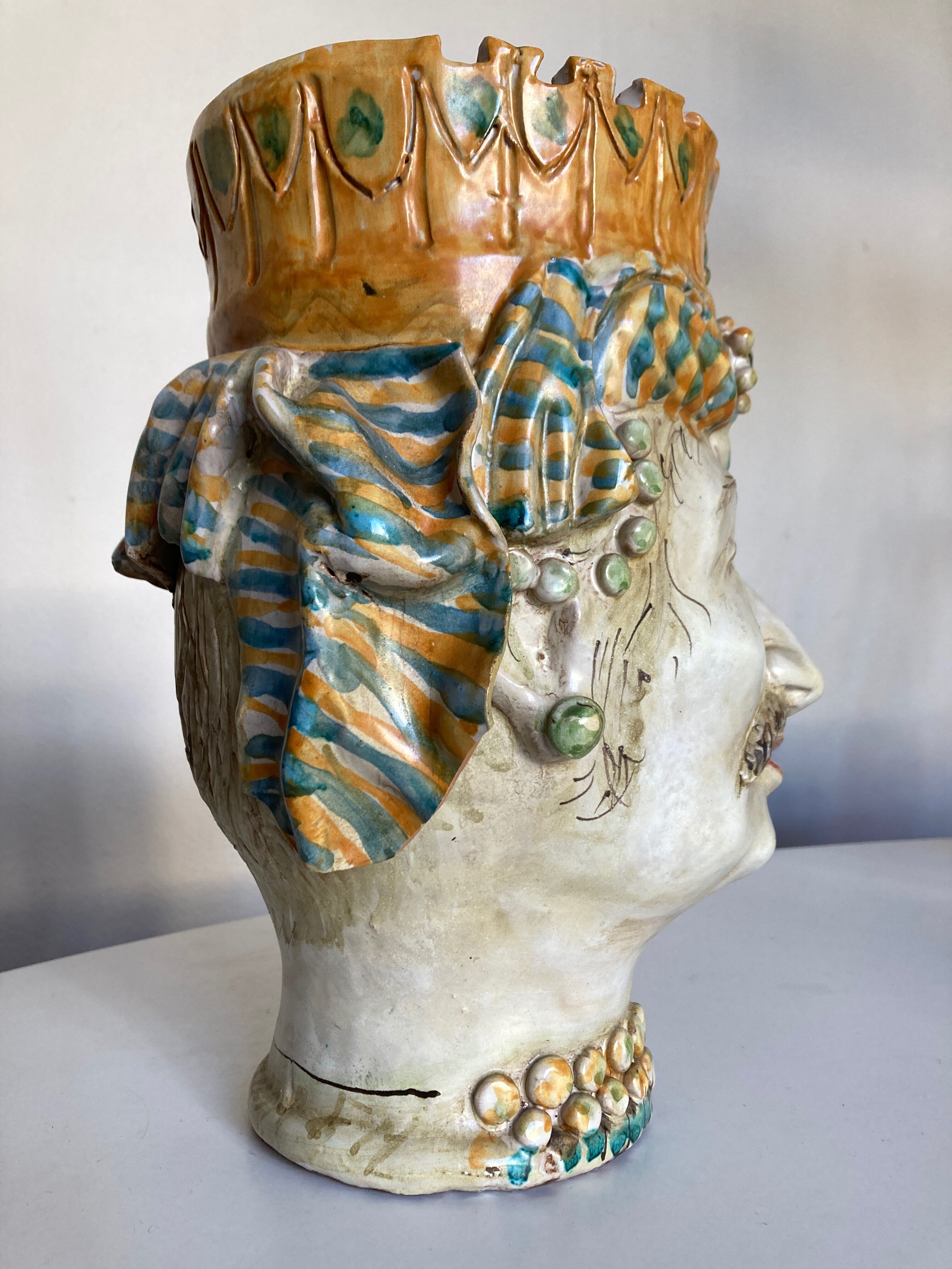 Italian ceramic vase Caltagirone Sicily 1960