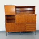 Louis Paolozzi modernist teak bookcase and secretary storage unit