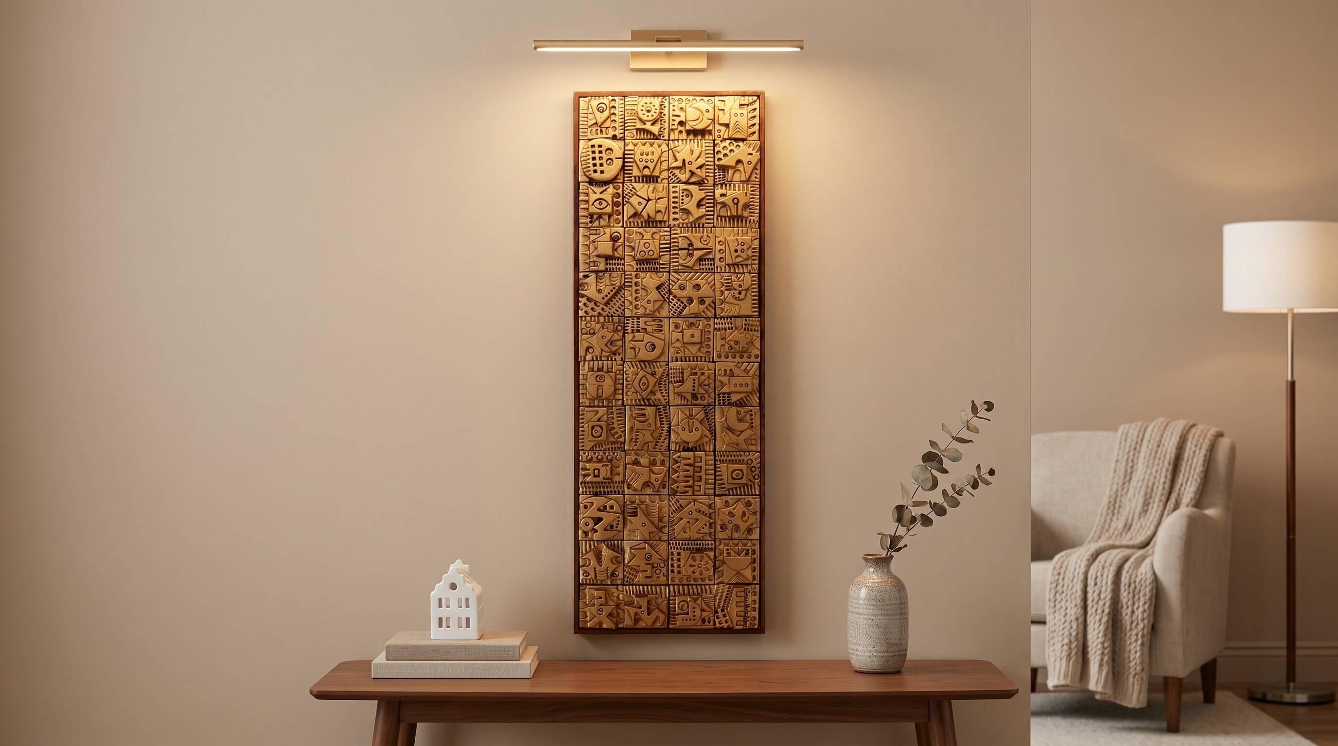 Brutalist Wall Panel in Terracotta by Ron Hitchins – 48 Tiles