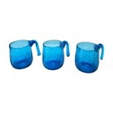 3 cups of ocean blue bubbled glass