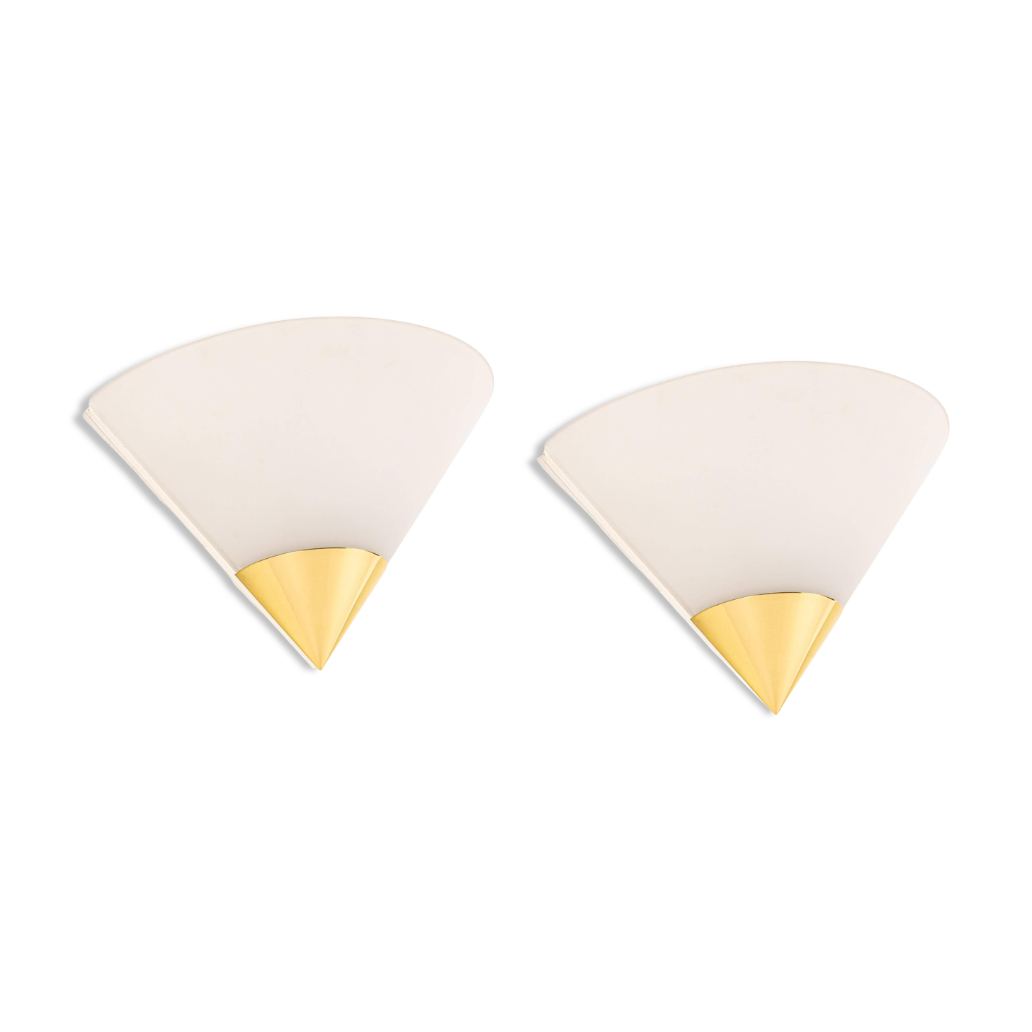 Pair of opal glass wall lights designed by Limburg, Germany.