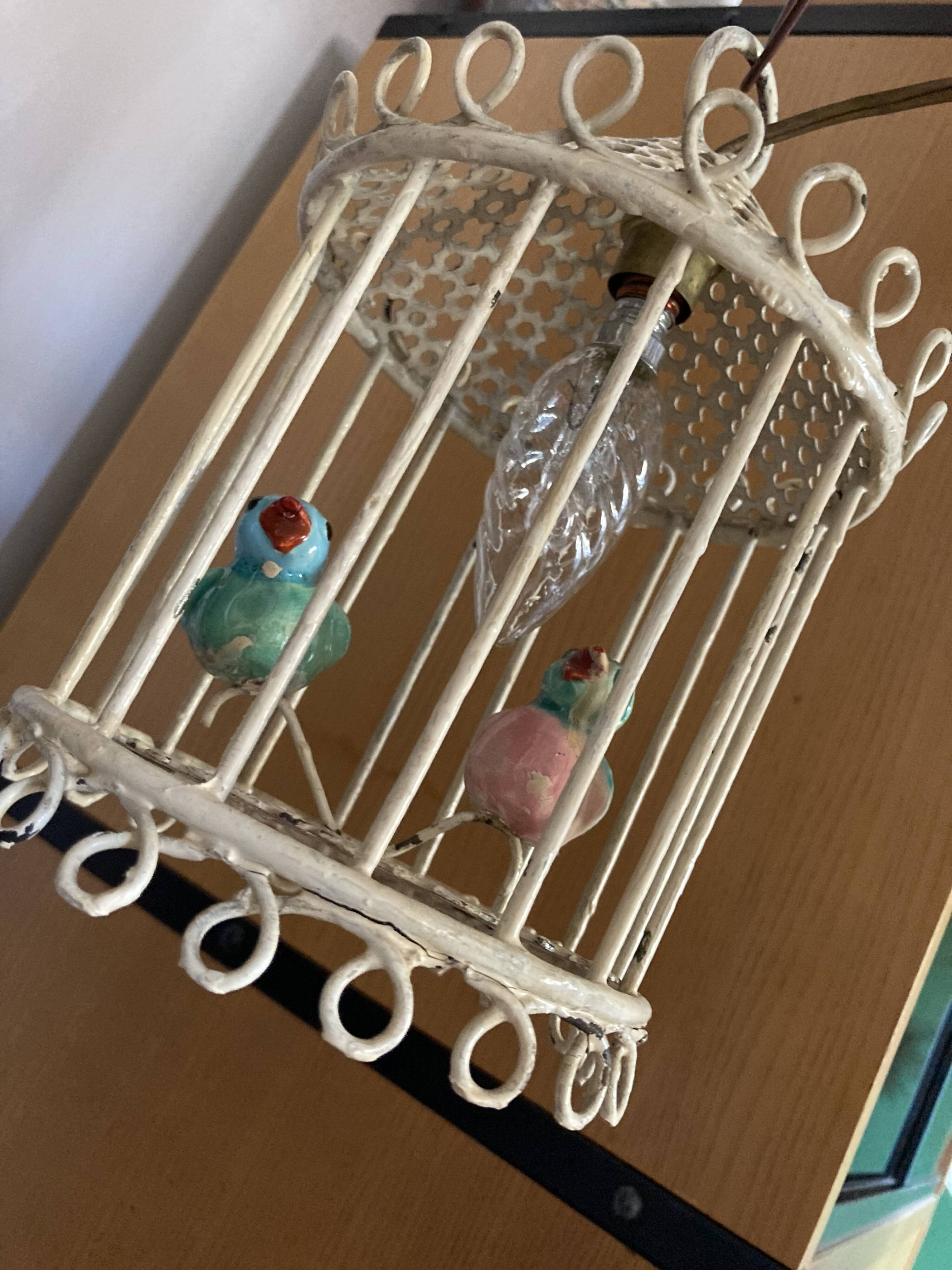 Bird cage lamp in vintage ceramics 50 years