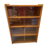 Bibus 1960s bookcase light oak with sliding glass
