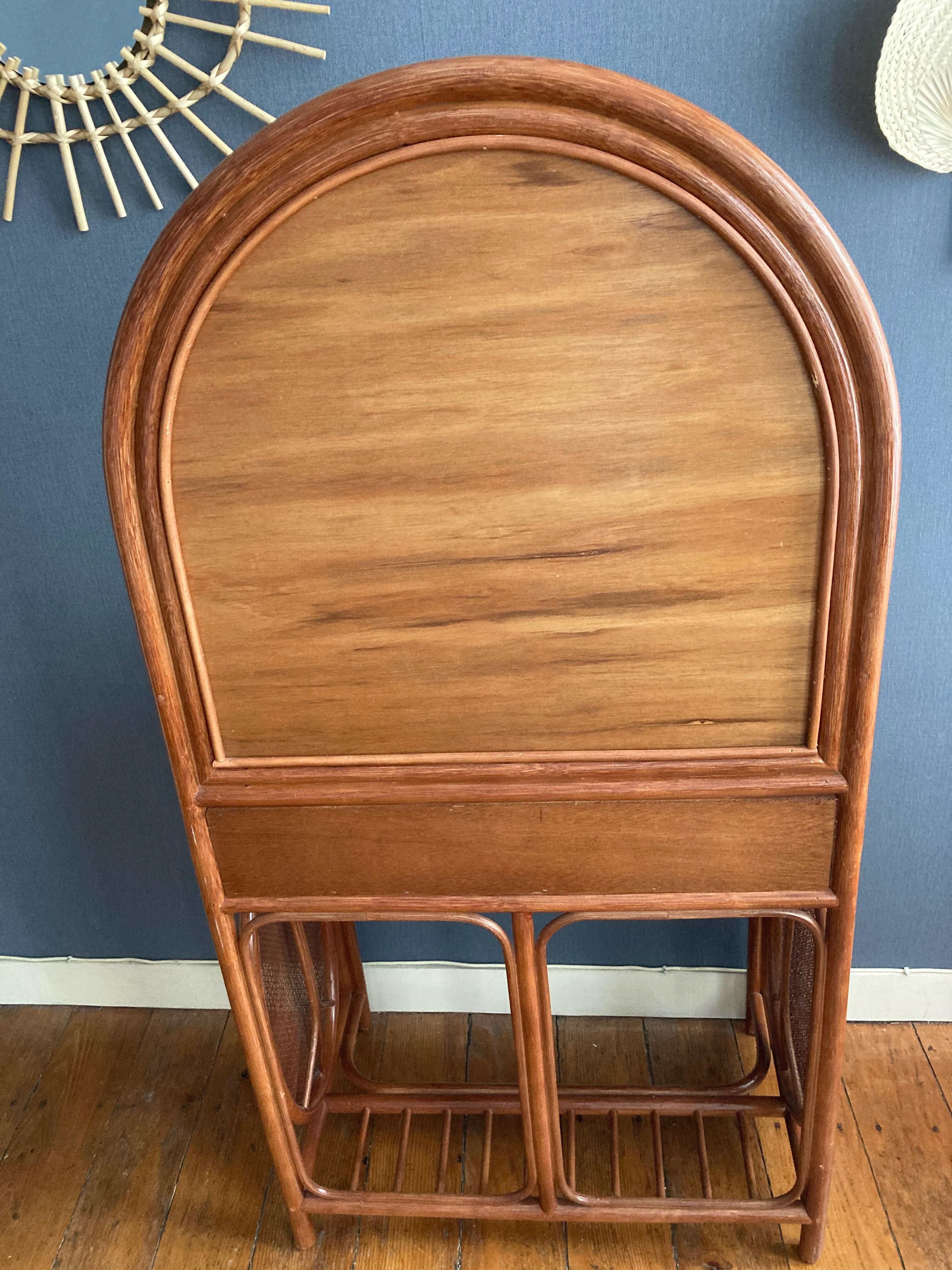 Hairdressing set and rattan chair in the 70s