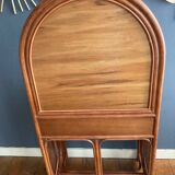 Ensemble coiffeuse et chaise en rotin années 70