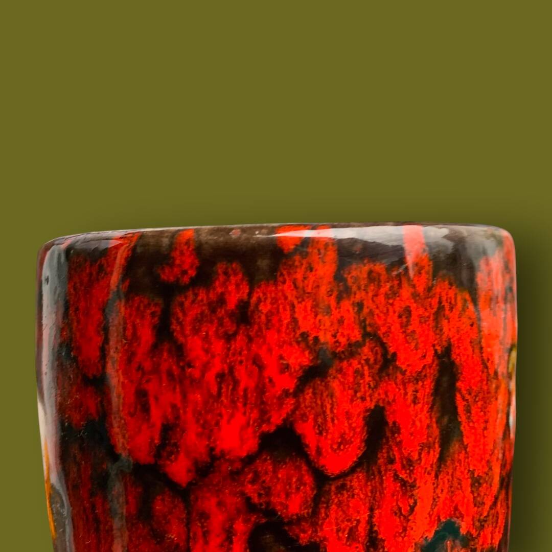West German Scheurich vase 244/22 “Europ Linie” – red lava ceramic