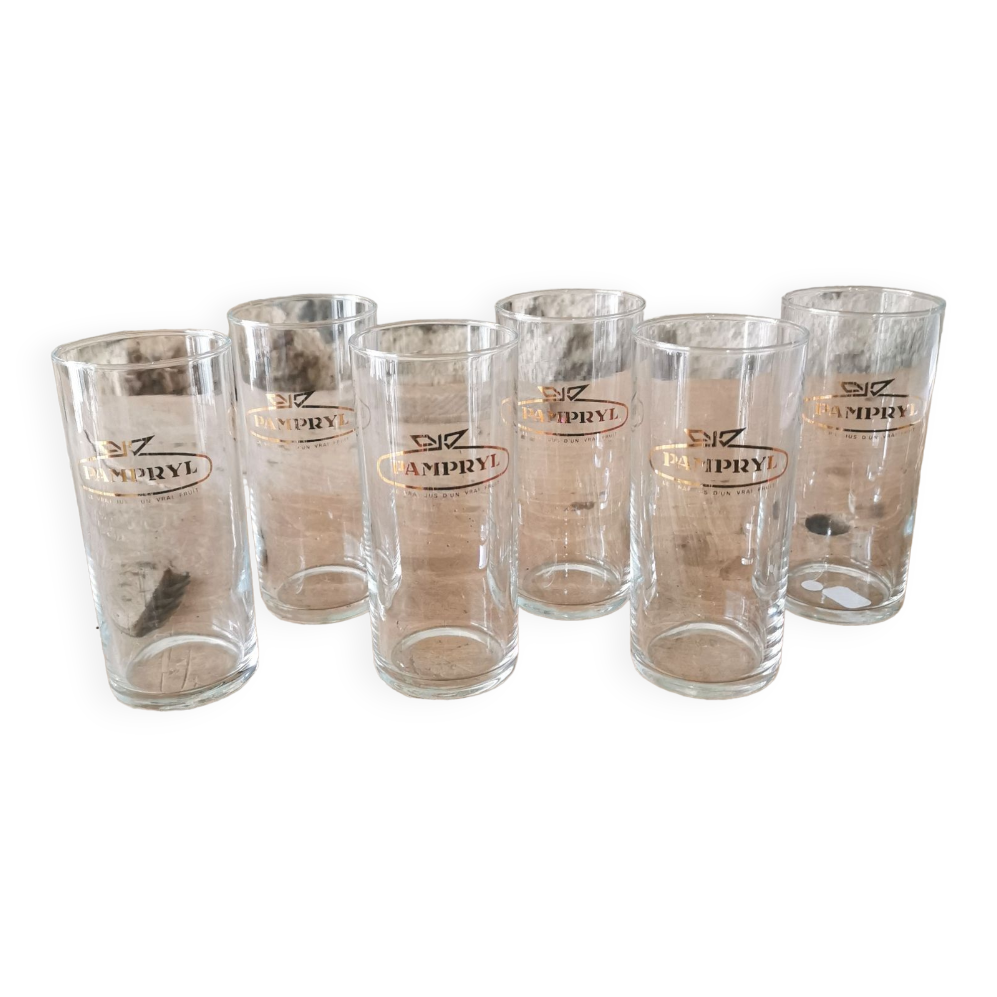 6 vintage Pampryl glasses