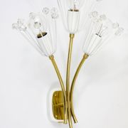 Pair of mid-century wall sconces in brass with flowers, Emil Stejnar, Rupert Nikoll, Austria, 1950s.