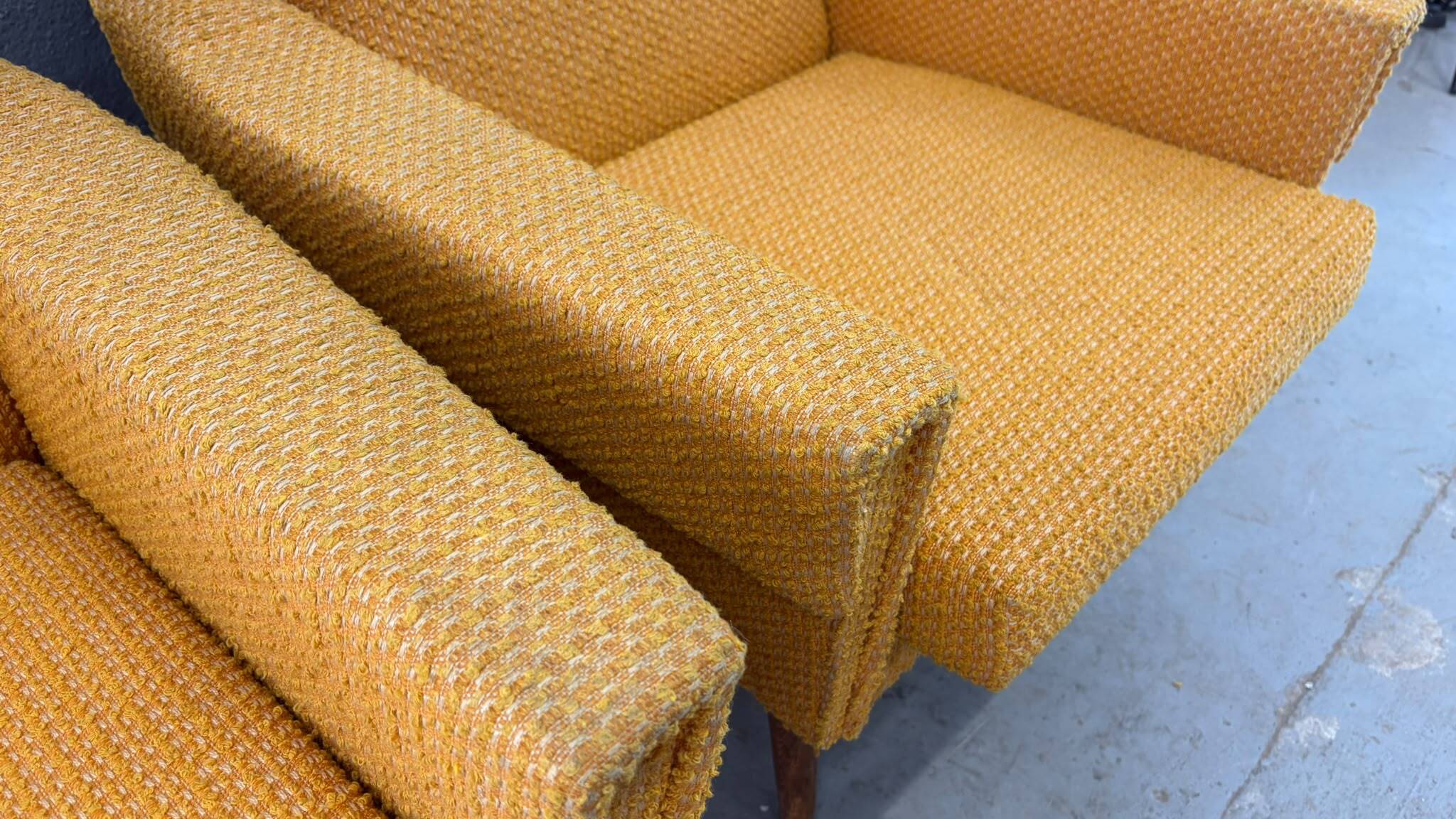 Pair of retro armchairs mid-century upholstered lounge chairs, Central European, mid-20th century